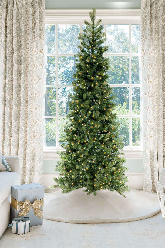 King of Christmas 10' King Douglas Fir Slim Quick-Shape Artificial Christmas Tree with 900 Warm White & Multi-Color LED Lights