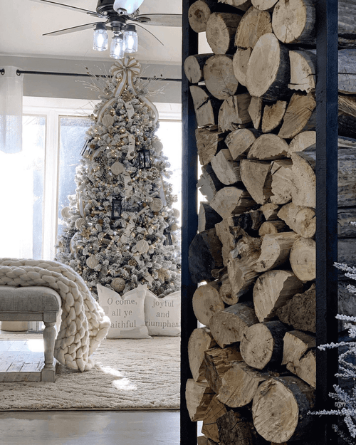 King of Christmas 7.5' King Flock® Artificial Christmas Tree Unlit