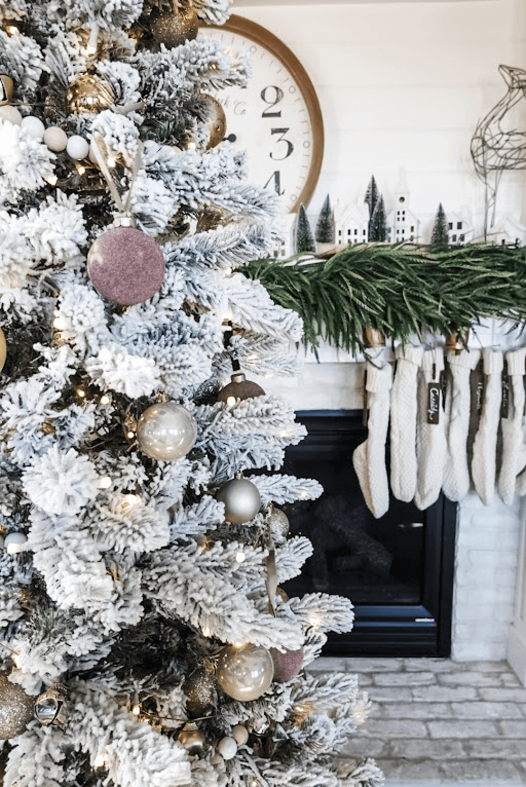 King of Christmas 9' King Flock® Artificial Christmas Tree with 1100 Warm White LED Lights
