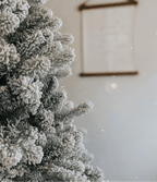 King of Christmas 8' King Flock® Slim Artificial Christmas Tree with 700 Warm White LED Lights