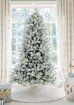 King of Christmas 9' King Flock® Artificial Christmas Tree with 1100 Warm White LED Lights