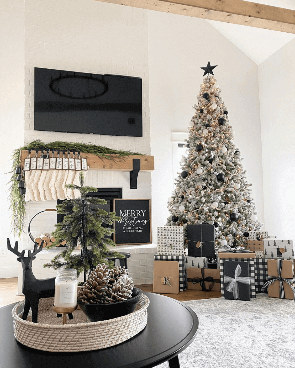 9' King Flock® Artificial Christmas Tree Unlit