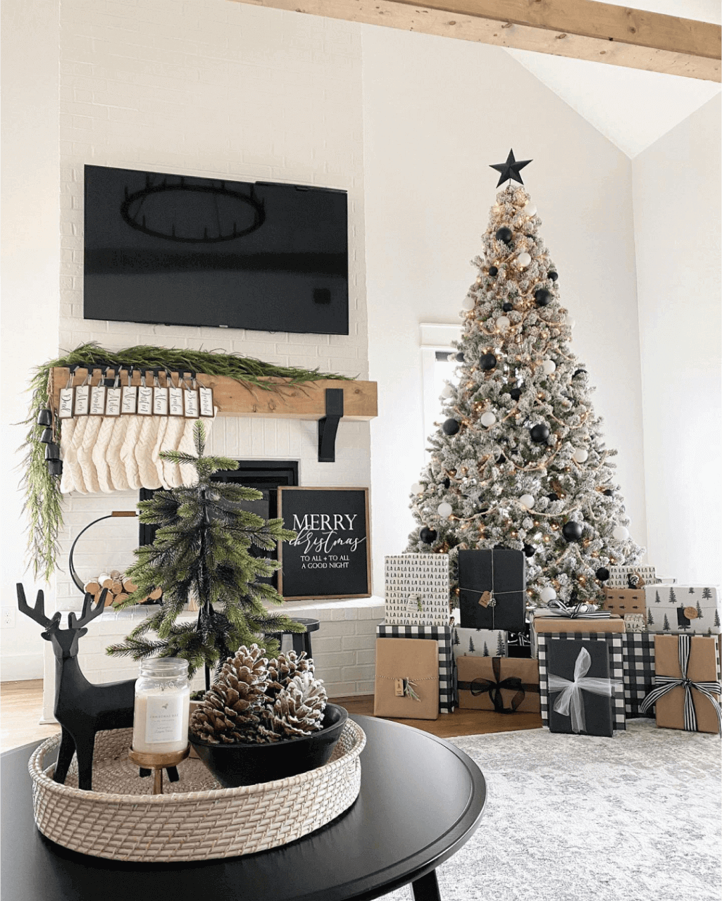 King of Christmas 9' King Flock® Artificial Christmas Tree with 1100 Warm White LED Lights
