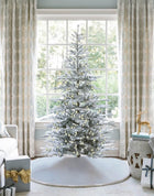 7' King Noble Flock Artificial Christmas Tree with 500 Warm White LED Lights