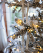 7' King Noble Flock Artificial Christmas Tree with 500 Warm White LED Lights