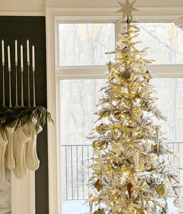 9' King Noble Flock Artificial Christmas Tree with 700 Warm White LED