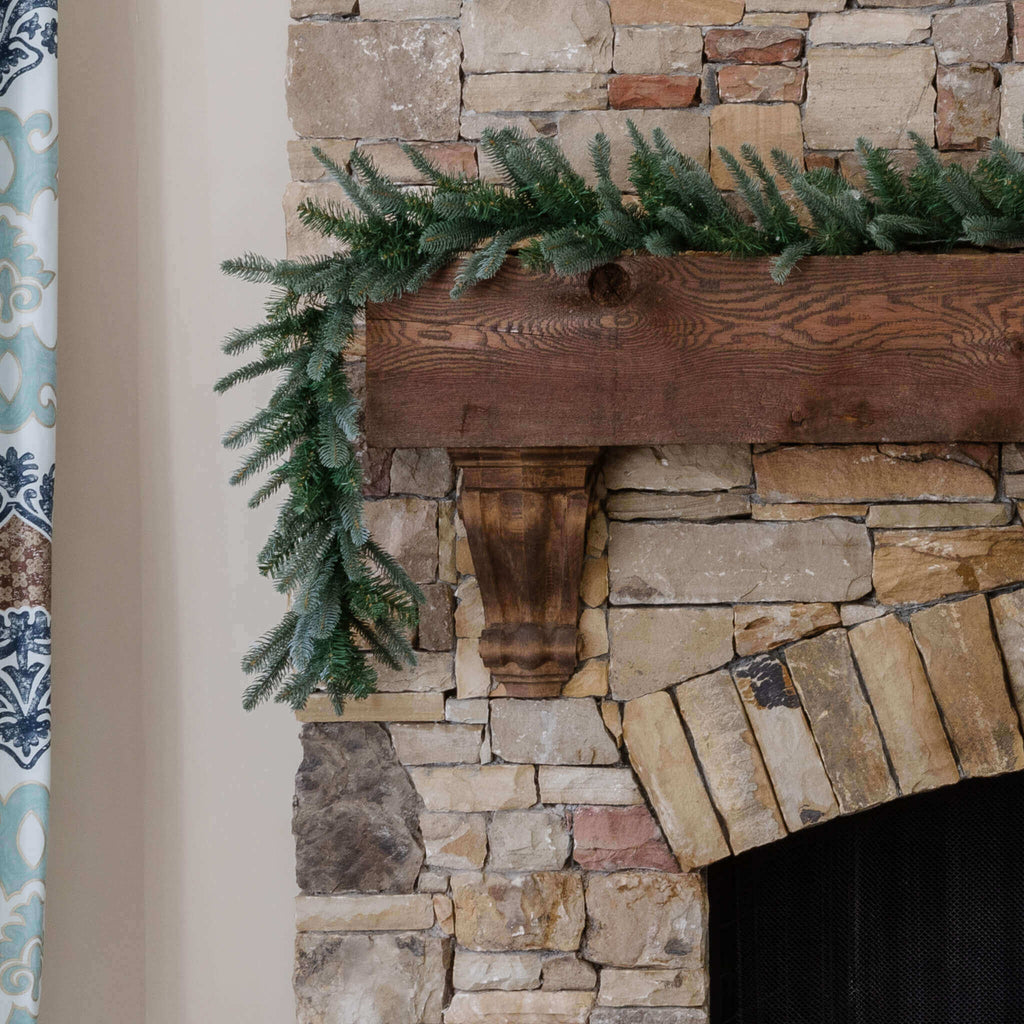 King of Christmas 9' x 12" King Noble Fir Garland with Warm White LED Lights (Plug Operated)