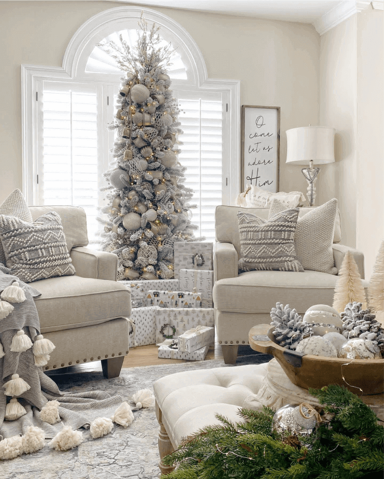 King of Christmas 10' King Flock® Slim Artificial Christmas Tree Unlit