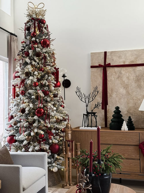 7.5' King Flock® Slim Artificial Christmas Tree Unlit