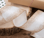 King of Christmas White Glitter Ribbon (10 Yards)