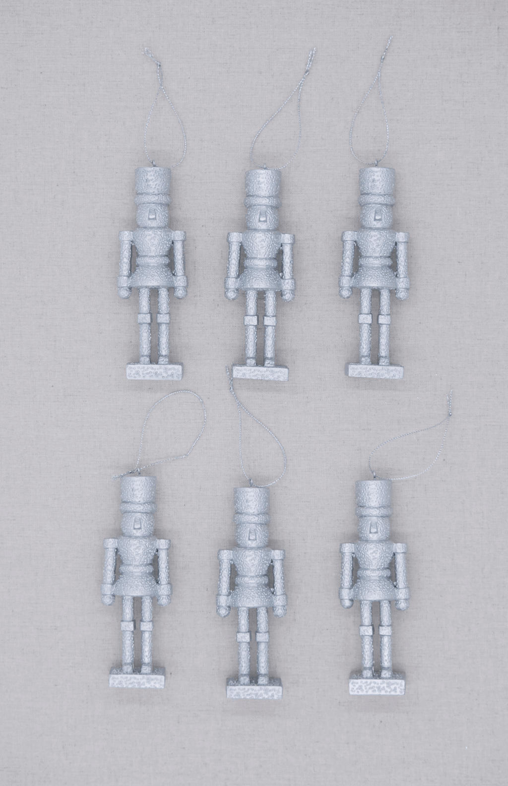 King of Christmas Silver Nutcracker Glass Ornament Set (6 Pack)