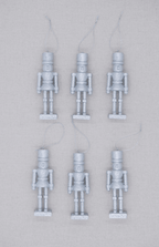 King of Christmas Silver Nutcracker Glass Ornament Set (6 Pack)