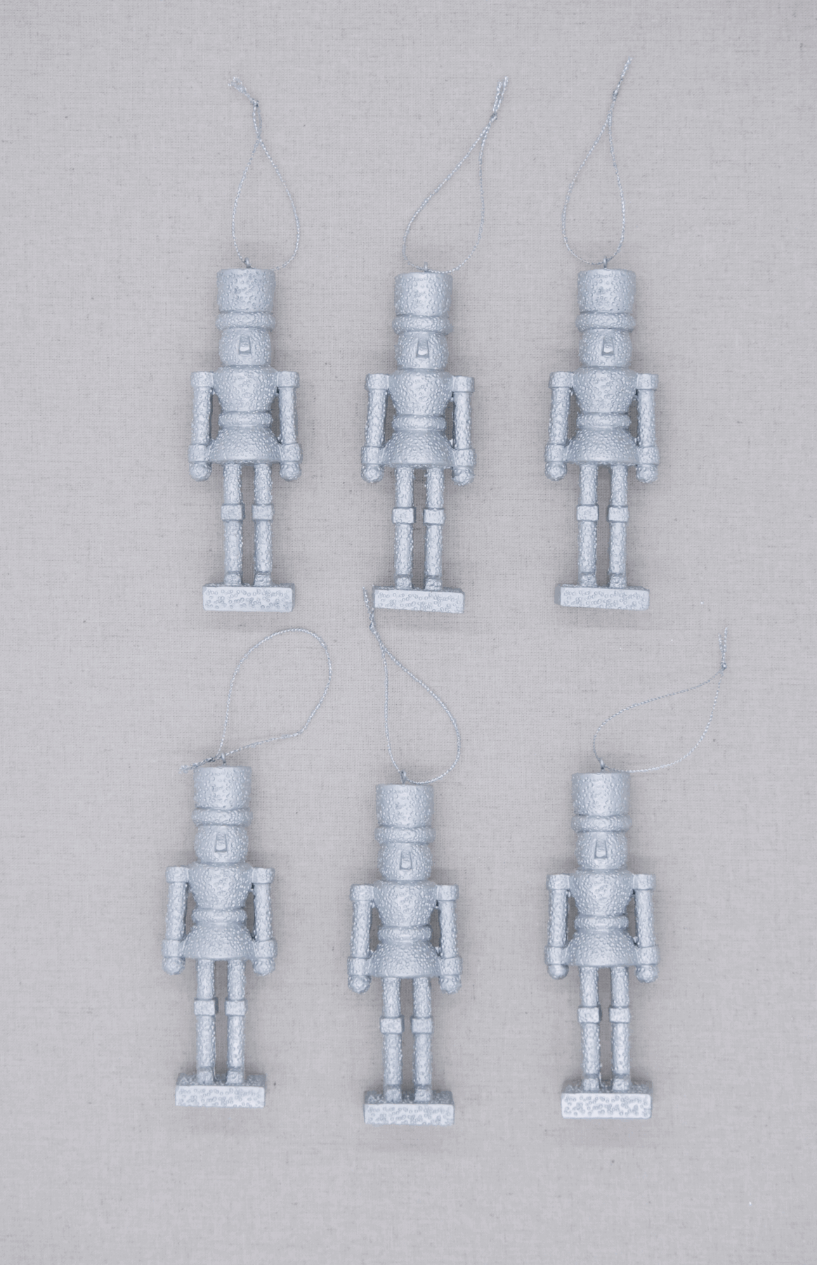 King of Christmas Silver Nutcracker Glass Ornament Set (6 Pack)