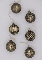 King of Christmas Distressed Bronze Glass Ornament Set (6 Pack)