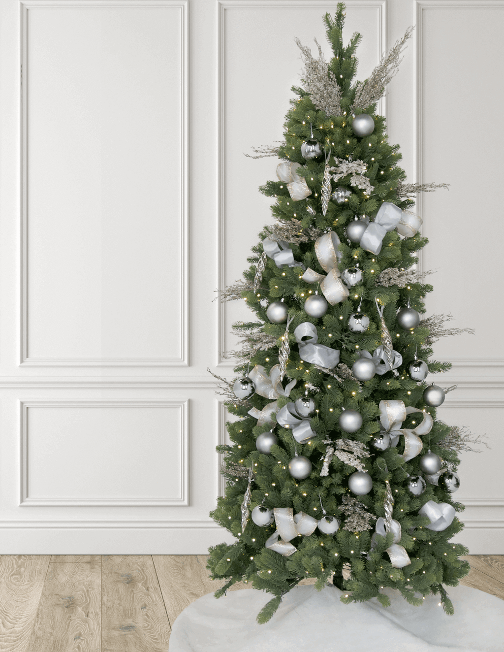 King of Christmas Silver Shatterproof Ornaments (48 Pack)