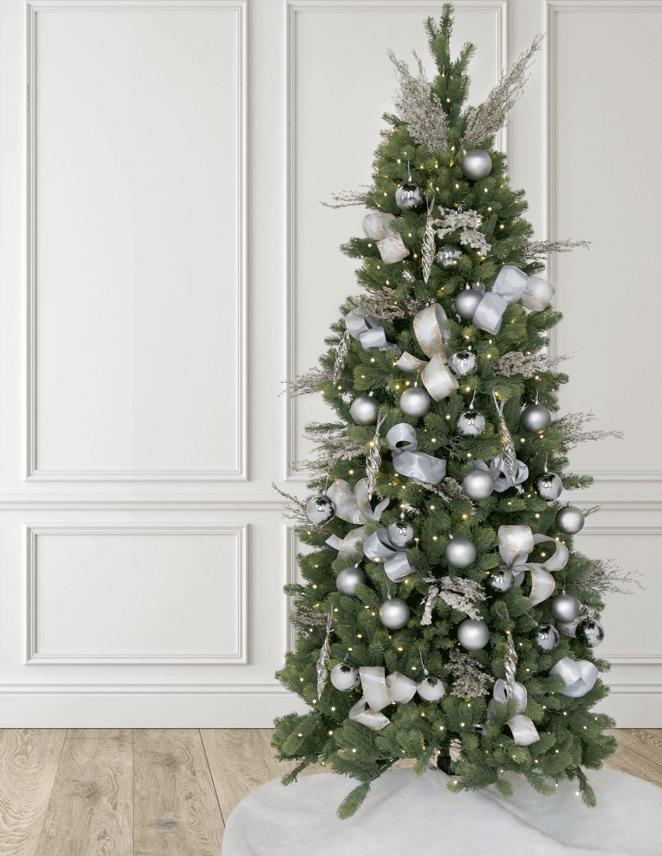 King of Christmas Silver Shatterproof Ornaments (48 Pack)