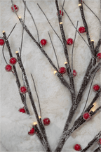 King of Christmas Sugar Berry Flocked LED Branches (3 Pack)