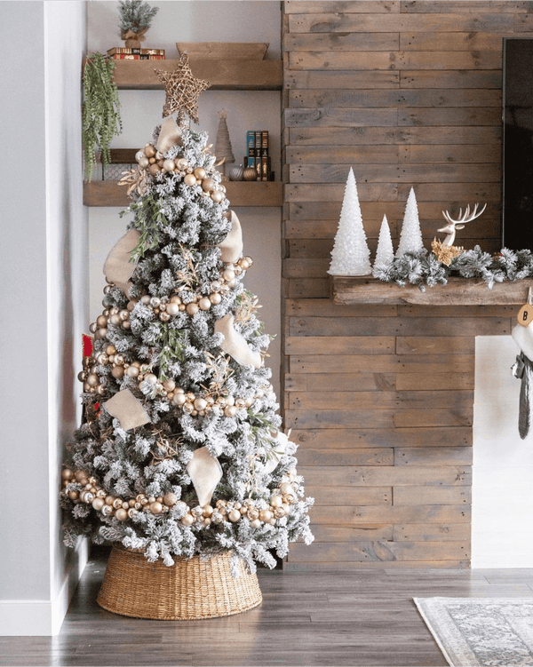 7 Foot Prince Flock Artificial Christmas Tree 400 LED Lights