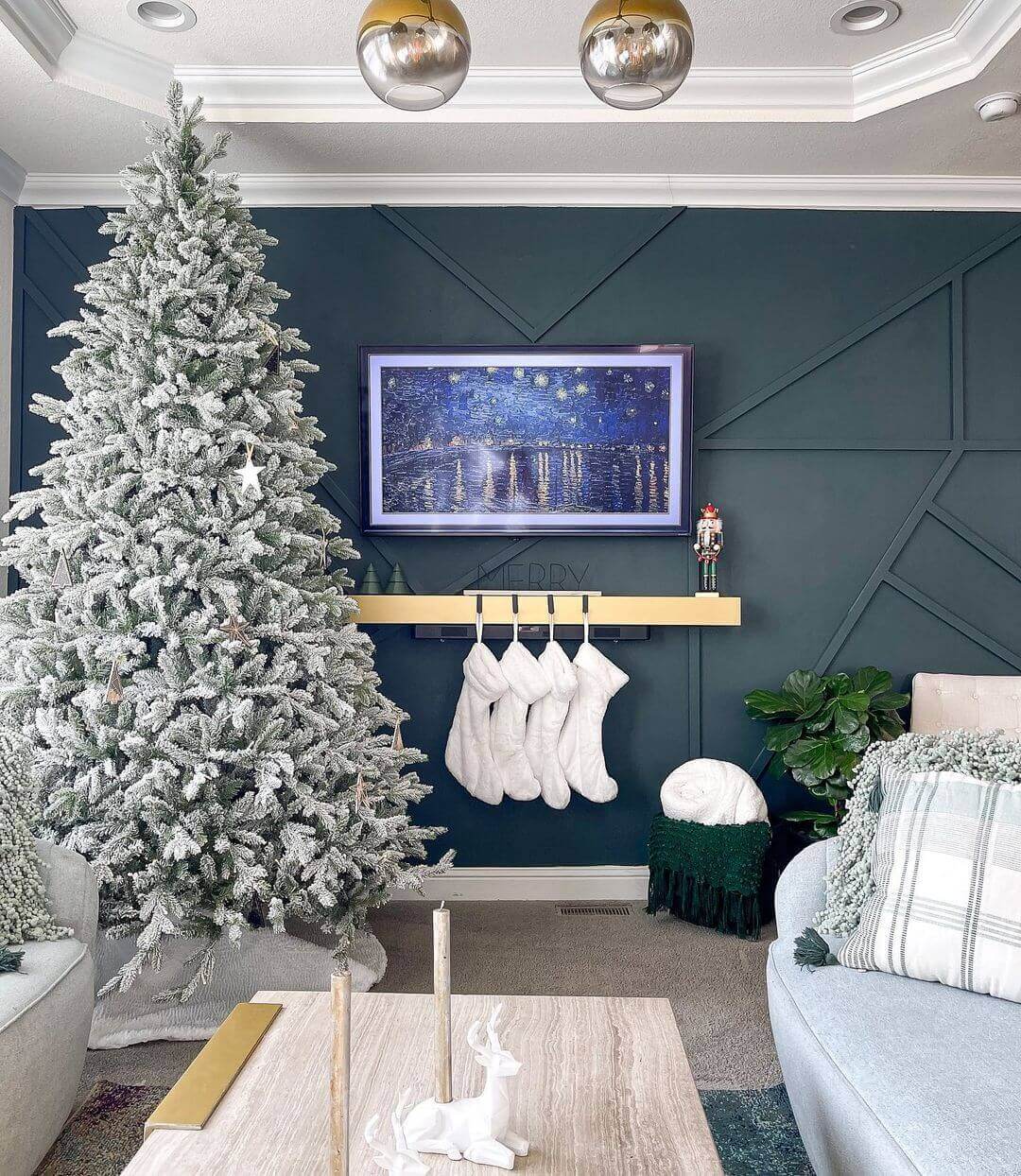 King of Christmas 9' Queen Flock® Artificial Christmas Tree Unlit