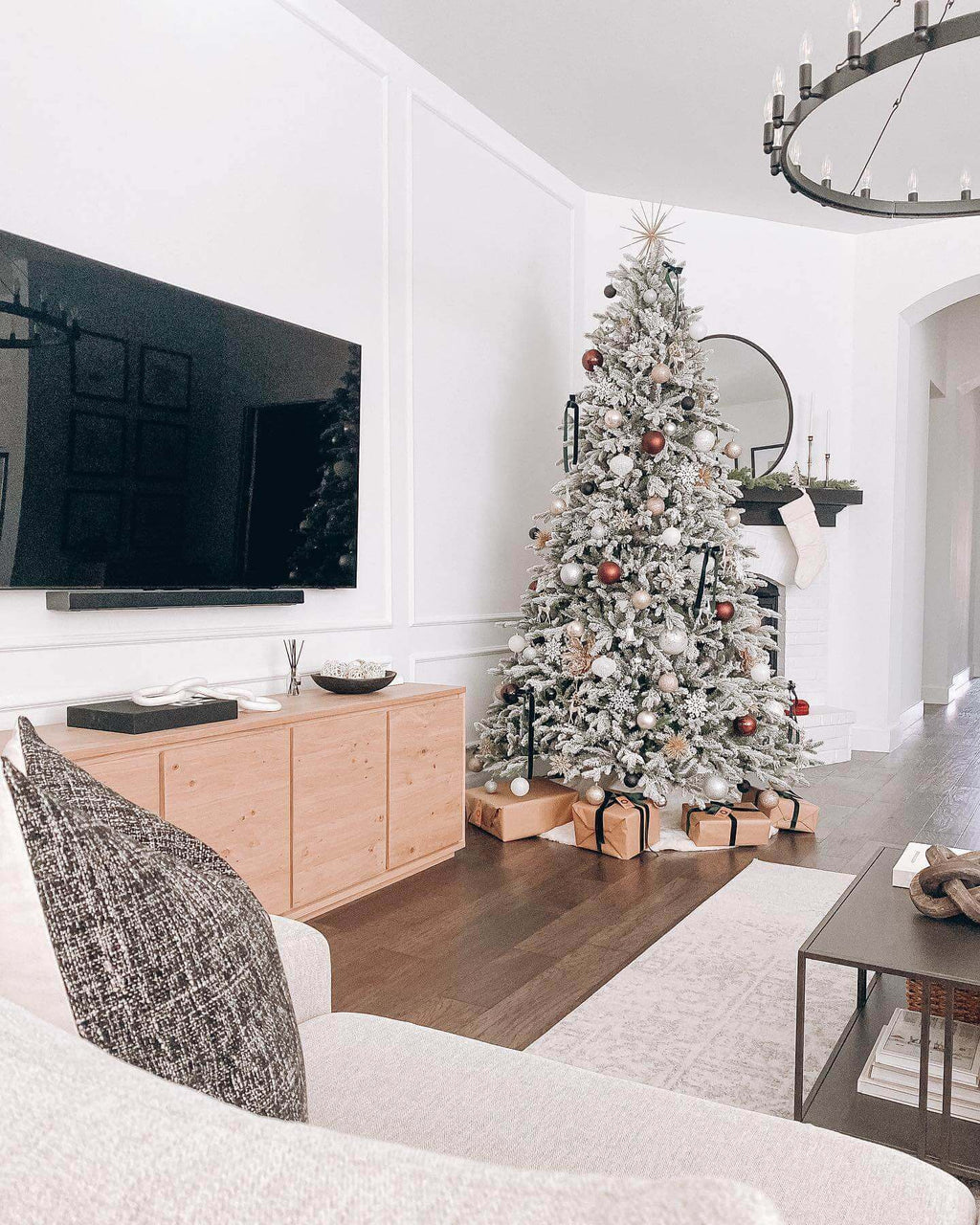 King of Christmas 9' Queen Flock® Artificial Christmas Tree Unlit