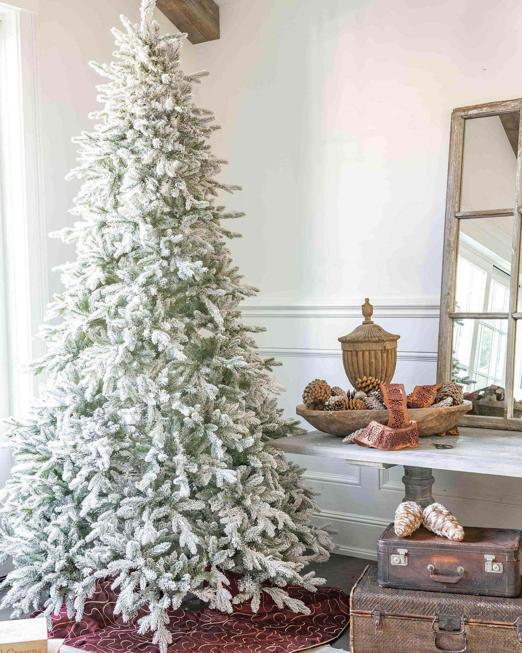 King of Christmas 9' Queen Flock® Artificial Christmas Tree Unlit