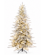 7.5' Queen Flock® Slim Artificial Christmas Tree With 1800 Lux LED Lights