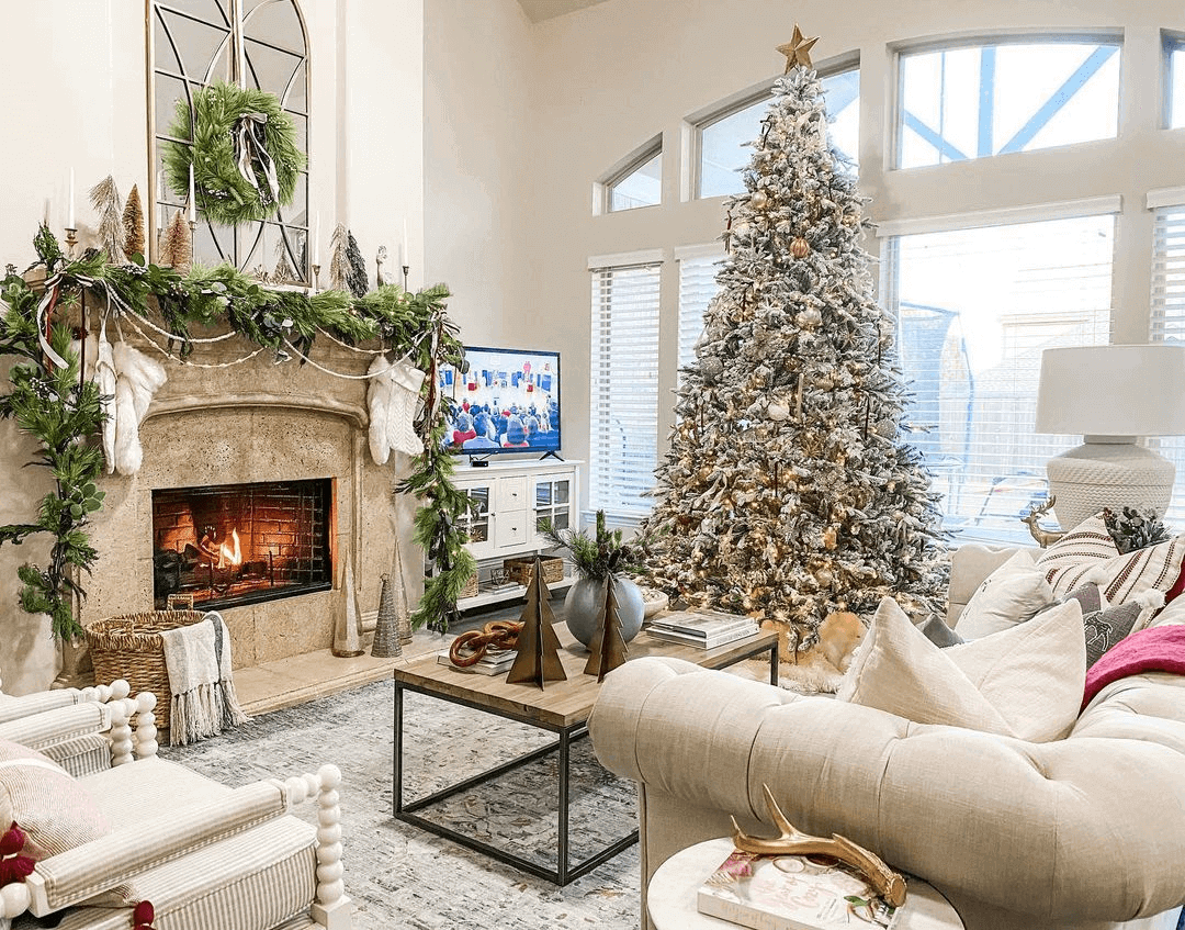 King of Christmas 7.5' Queen Flock® Artificial Christmas Tree with 800 Warm White LED Lights