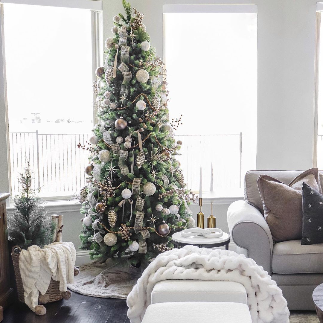 King of Christmas 9' Royal Fir Slim Quick-Shape Artificial Christmas Tree with 900 Warm White & Multi-Color LED Lights