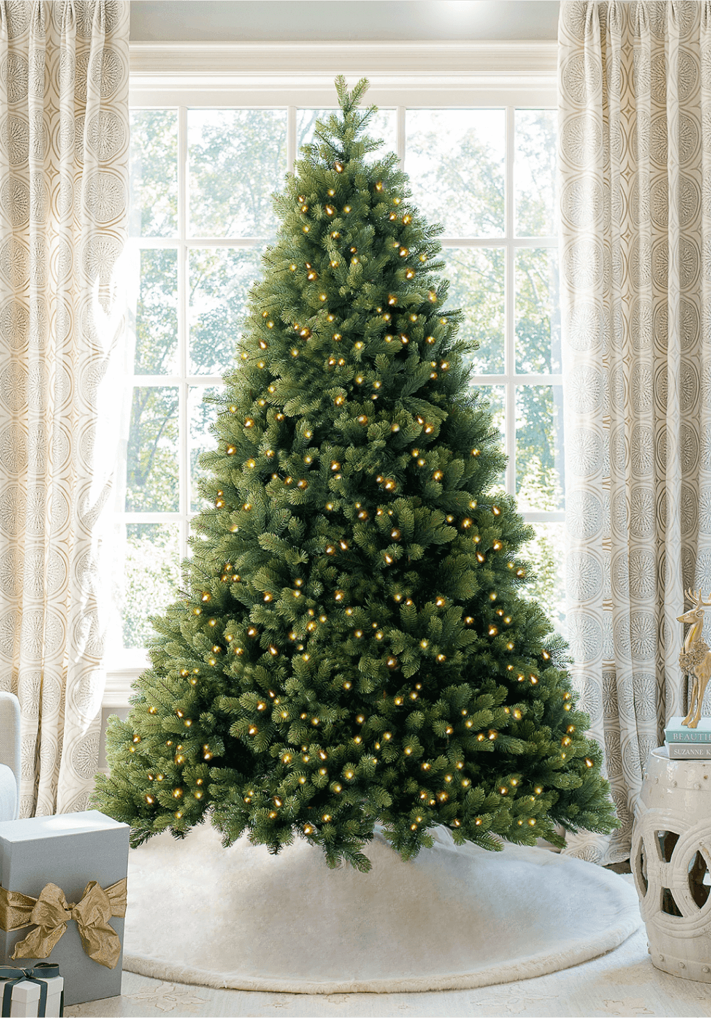 King of Christmas 12' Royal Fir Quick-Shape Artificial Christmas Tree with 2000 Warm White & Multi-Color LED Lights