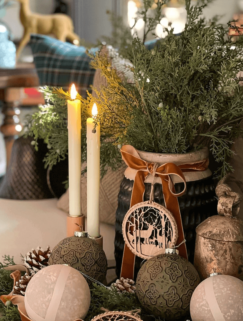 King of Christmas Rustic Green Glass Ornaments (4Pack)