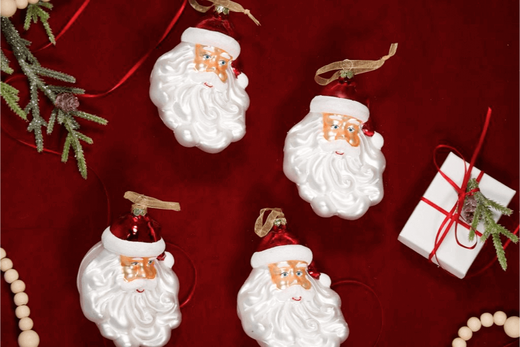 Santa Glass Ornament (4 Pack)