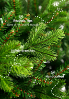 7.5' Scarlet Fir Artificial Christmas Tree with 800 Warm White LED Lights