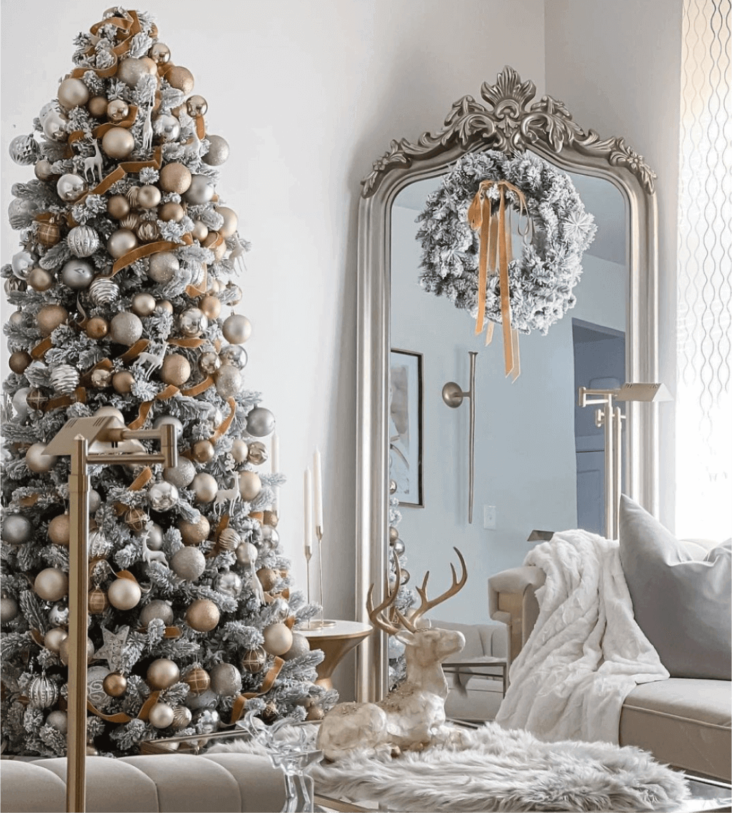 King of Christmas 8' King Flock® Artificial Christmas Tree Unlit