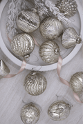 King of Chrismtas Silver Accents Glass Ornament Set (12 Pack)