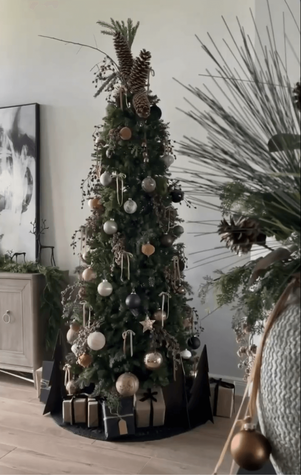 King of Christmas 9' Yorkshire Fir Slim Artificial Christmas Tree with 600 Warm White LED Lights