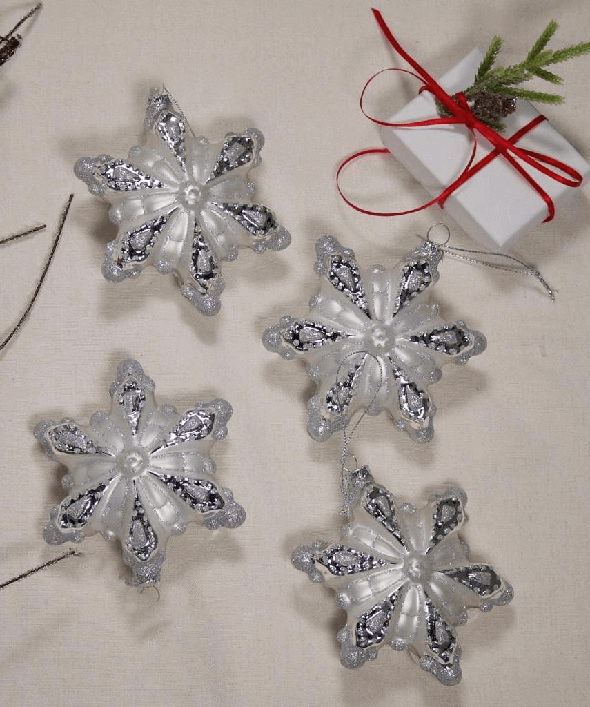 King of Christmas Snowflake Glass Ornament (4 Pack)