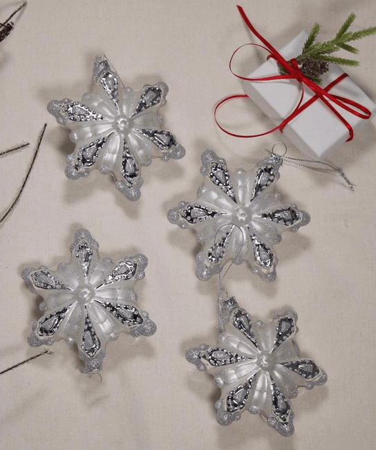 King of Christmas Snowflake Glass Ornament (4 Pack)