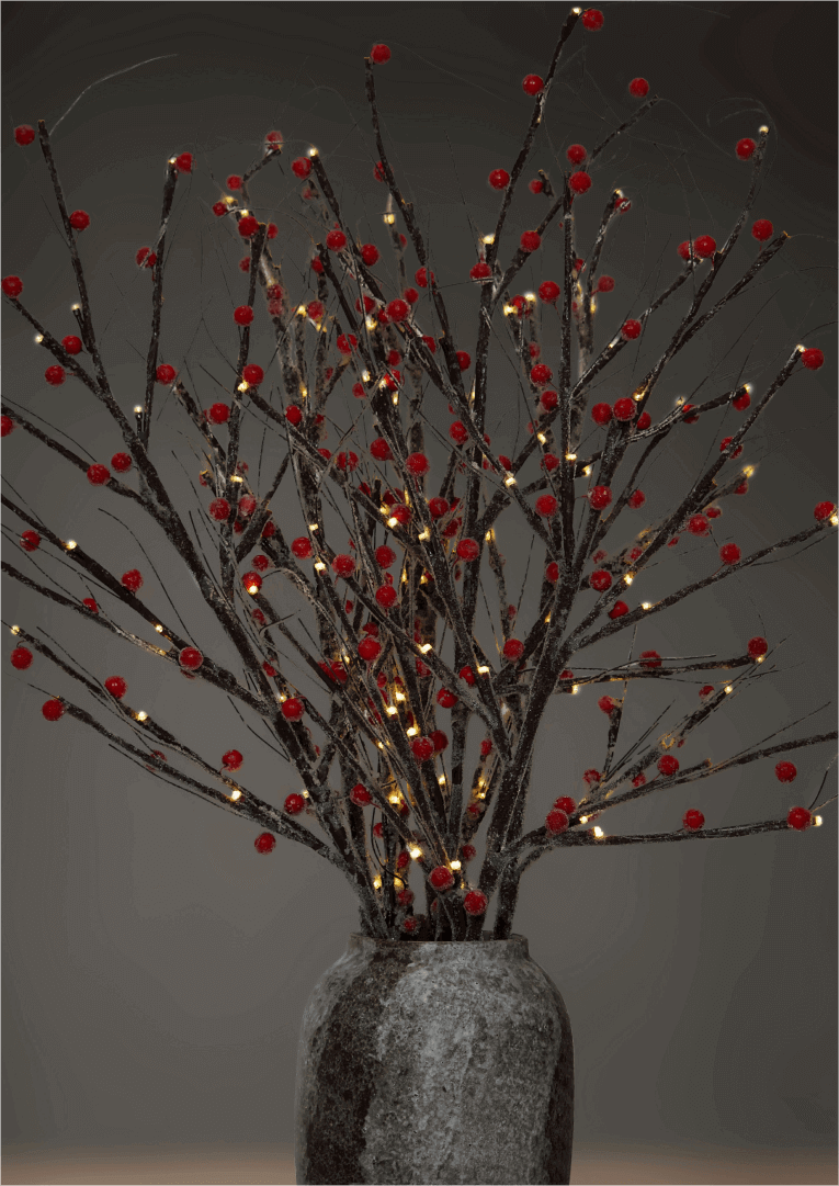 King of Christmas Sugar Berry Flocked LED Branches (3 Pack)