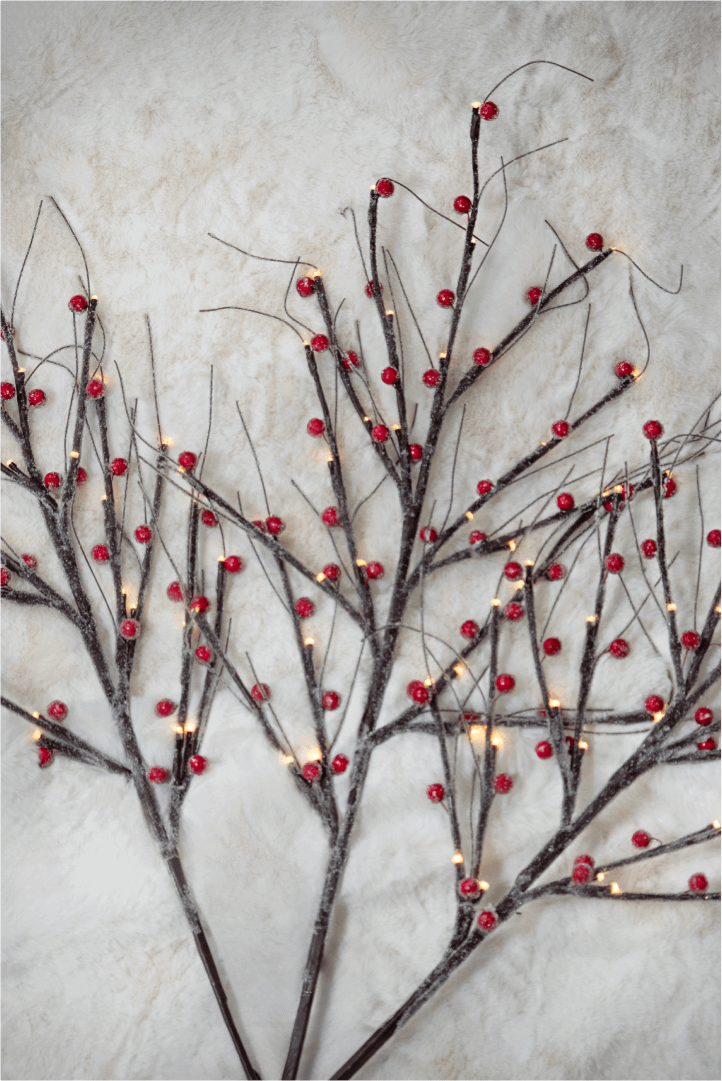 King of Christmas Sugar Berry Flocked LED Branches (3 Pack)
