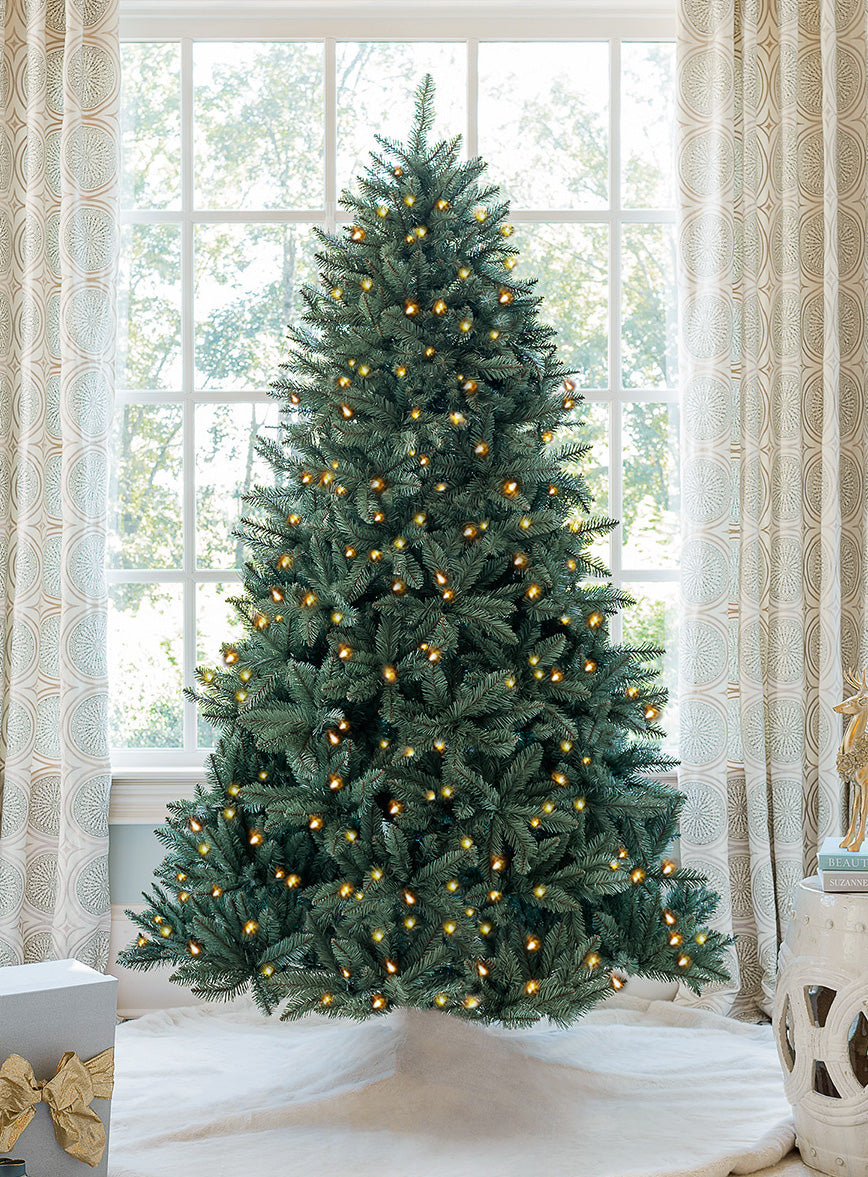 King of Christmas 7' Tribeca Spruce Blue Artificial Christmas Tree with 550 Warm White LED Lights