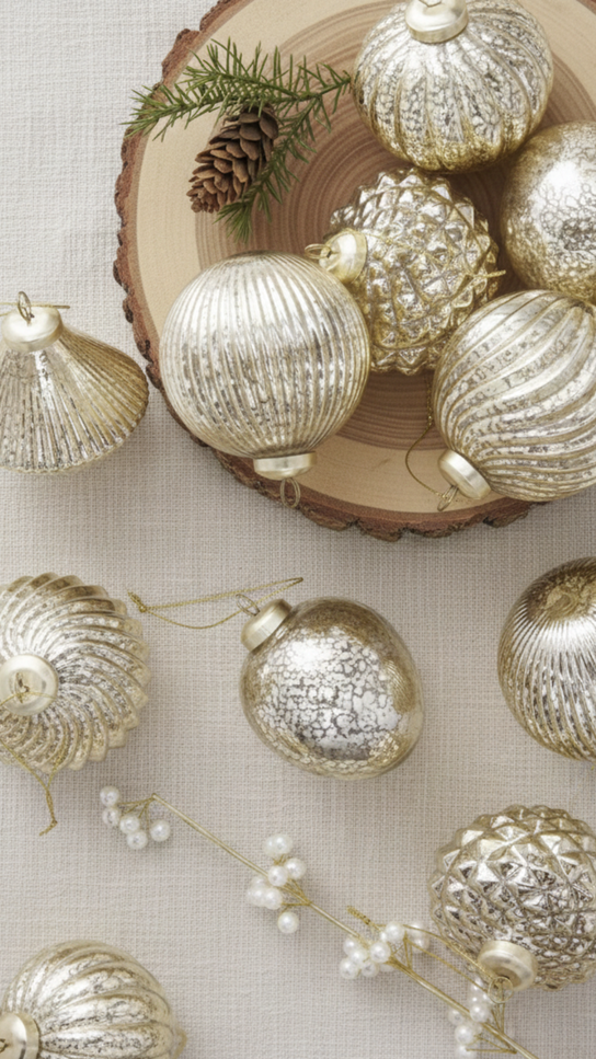 Gold Accents Glass Ornament Set (12 Pack)