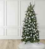 King of Christmas Winter Frost 15-Piece Glass Ornament Set (White-Silver)