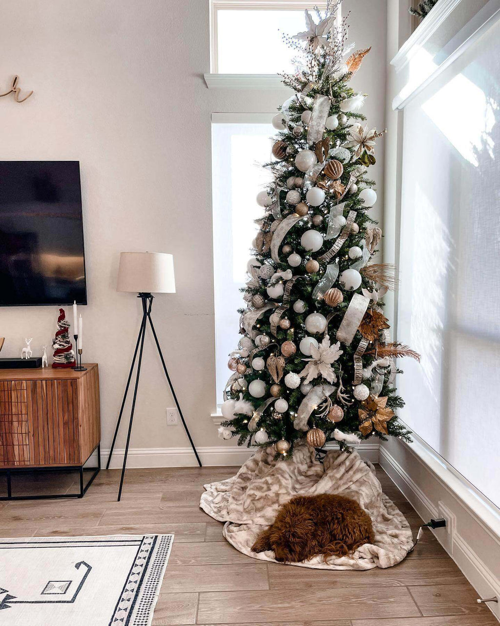 King of Christmas 6.5' Yorkshire Fir Slim Artificial Christmas Tree with 400 Warm White LED Lights