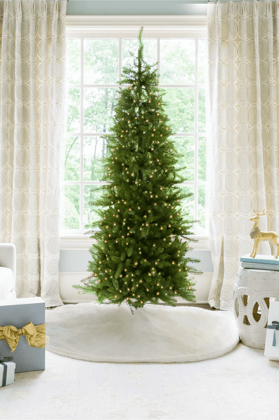 King of Christmas 6.5' Yorkshire Fir Slim Artificial Christmas Tree with 400 Warm White LED Lights