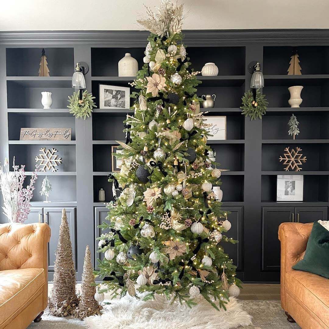 decorated tree in a living room