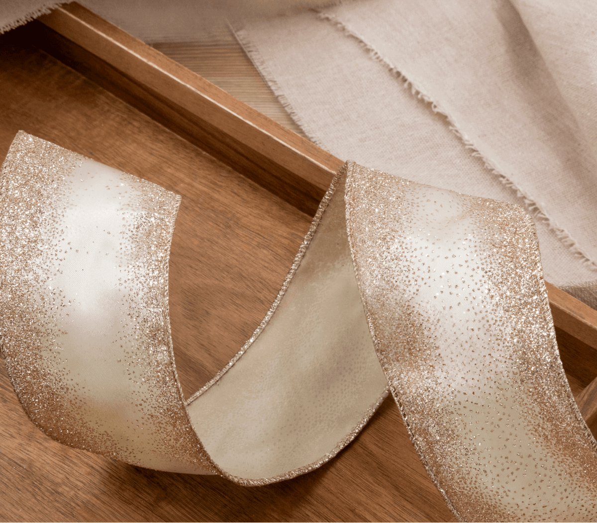 King of Christmas Gold Glitter Ribbon (10 Yards)
