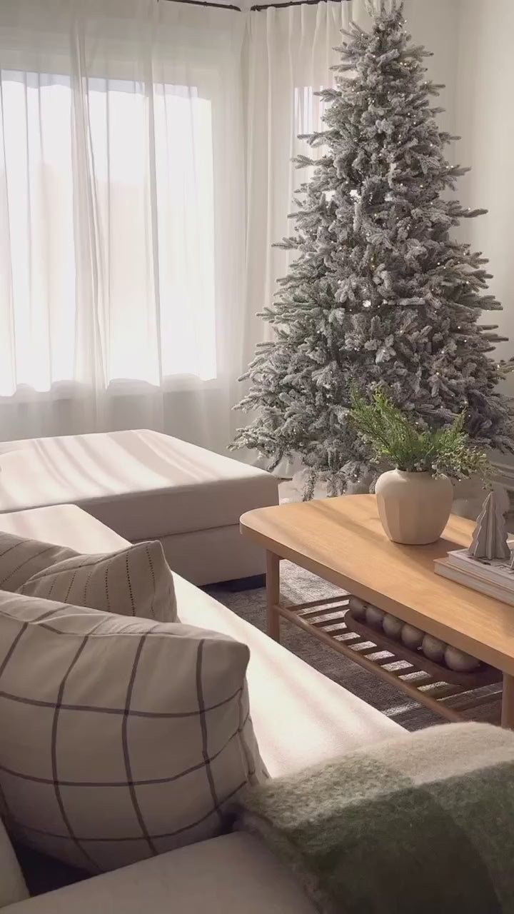 King of Christmas 9' Queen Flock® Artificial Christmas Tree Unlit