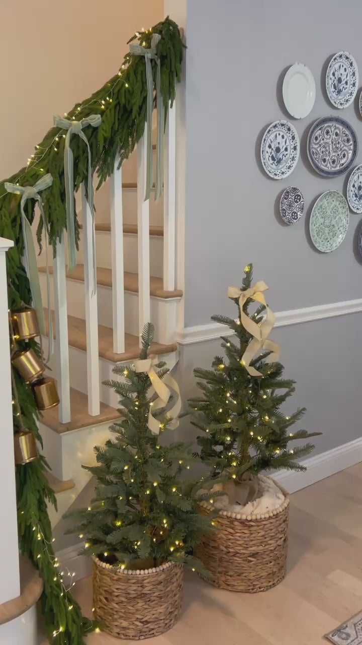 King Noble Fir Collection 4-Piece Set with Warm White LED Lights (Battery Operated)