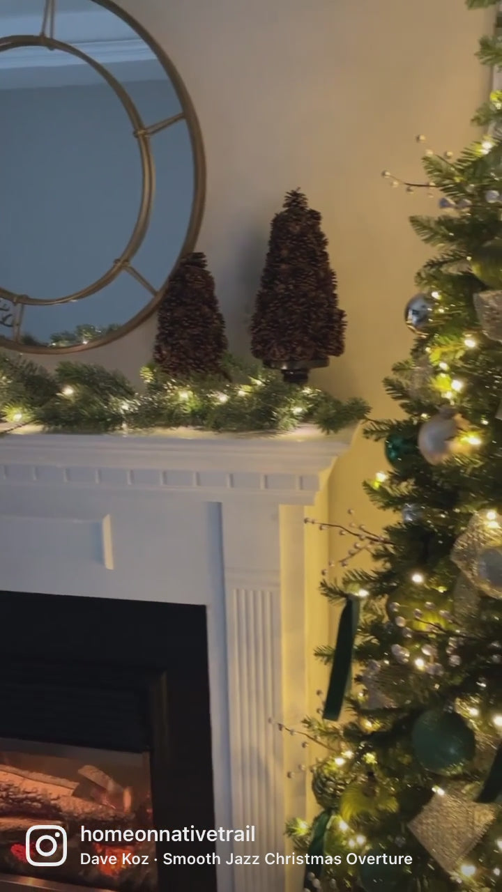 King of Christmas 6.5' Yorkshire Fir Slim Artificial Christmas Tree with 400 Warm White LED Lights
