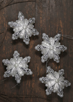 King of Christmas Snowflake Glass Ornaments (4 Pack)